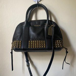 Coach Black Bleecker mini Preston satchel with Studded leather